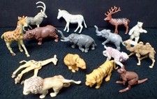 Vintage Small Plastic Rubber Zoo Jungle Wild Animal Toy Figures Lot 12