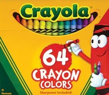 Crayola Crayons Assorted Colors 64 Count Built-In Sharpener NEW