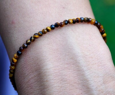 2-3 mm A++ Tigerauge Facettiert Rund Edelstein Perlen Frauen Heilung Armbände...