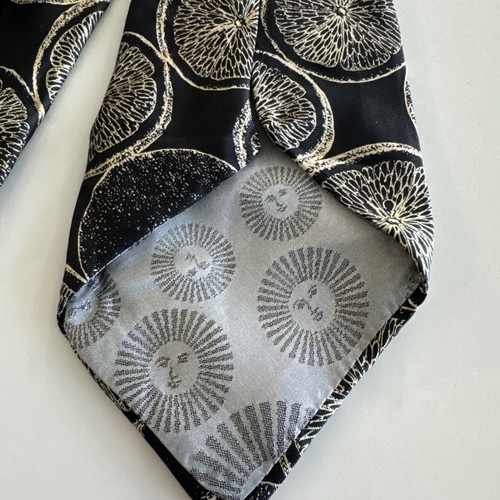 Fornasetti Silk Tie. Black with Light Brown Oranges. 58”x 4.25” - Picture 5 of 6