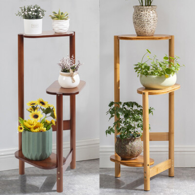 Stylish Bamboo Plant Stand 3 Tier Corner Plant Display Shelves Easy to Assemble