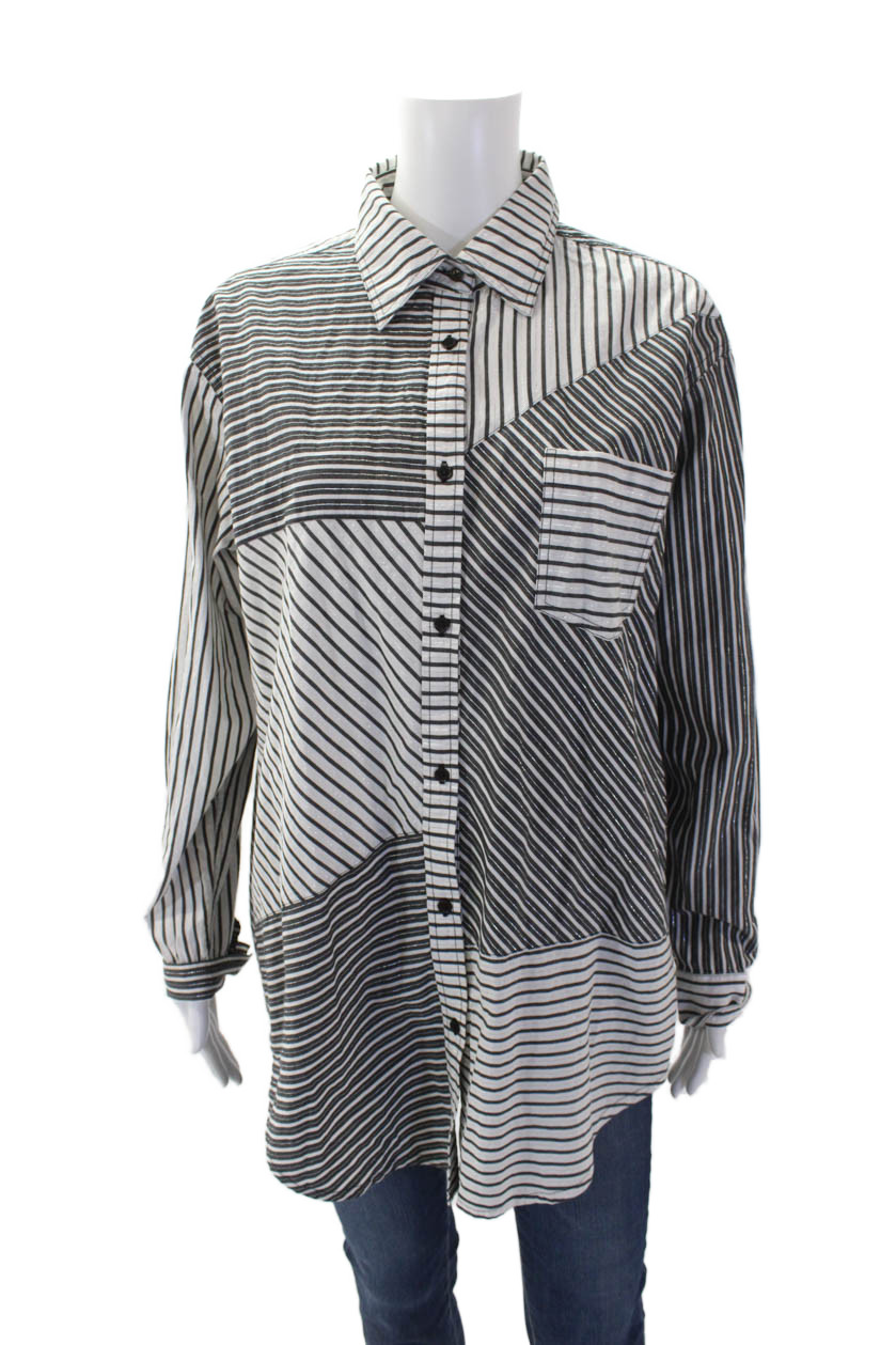 Solid & Striped Womens Button Front Collared Stri… - image 1