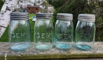 Hero Glass Works GEM Midget Small Mouth Pint PT Glass Mason Sealer Fruit Jar