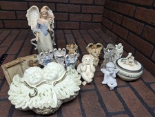 Vintage Angel Cherub Figurine Collectible Lot Ceramic Resin Shelf Filler