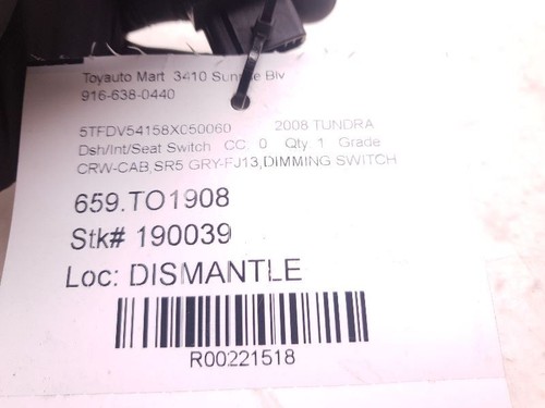 2008 TOYOTA TUNDRA SR5 CREW CAB DASH DIMMING SWITCH - Picture 5 of 12
