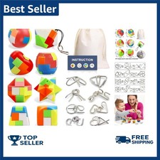 16 Pack Brain Teaser Puzzles for Kids and Adults, 3D Metal IQ Toys, Mind Games