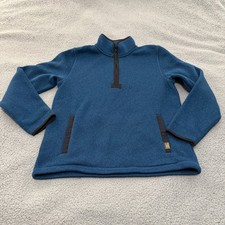 LL Bean Sweater Mens Medium Regular Fleece Quarter Zip Pullover Blue Heather