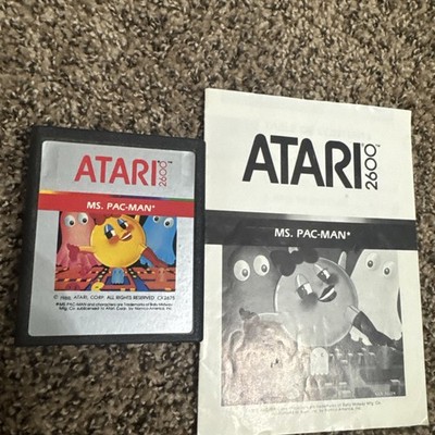 Atari 2600 Ms. Pac-Man Video Game Cartridge 1987 Classic Arcade Game with Manual
