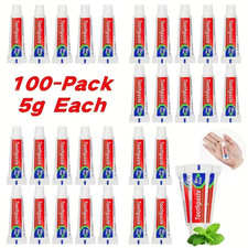 100 Tubes Travel Size Toothpaste in Bulk, Disposable Mini Mint Compact Small ...