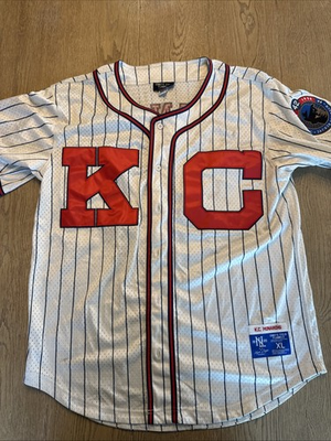 #ad Kansas City KC Monarchs Jersey Sewn Jackie Robinson Mens XL Pinstripe NLB 1920 $89.99
