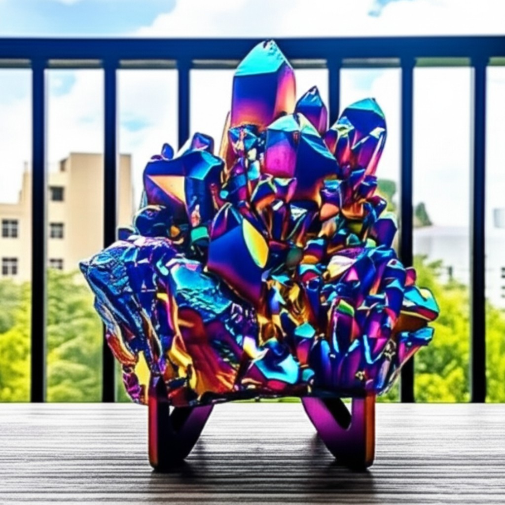 Raw Angel Aura Rainbow Quartz Crystal Titanium Cluster Healing Home Decor 90g