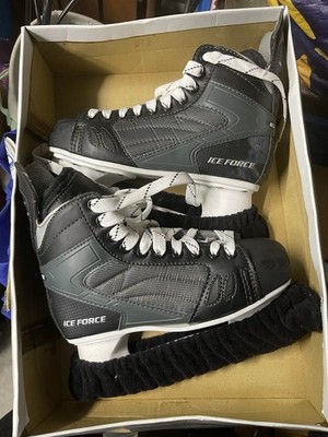 American Athletic Ice Force Ice Hockey Skates Size 7 Black/Gray/White Pair