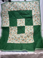 Green Jungle Baby Quilt, 36x44, Nicely Made Machine Stitched.