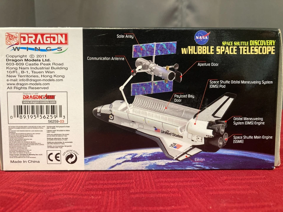 NOVO *** DRAGON WINGS Escala 1/400 NASA Space Shuttle Discovery com Telescópio Hubble - Imagem 2 de 4