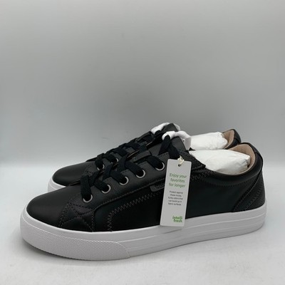 Taos Plim Soul Lux Shoes Womens Size 7.5 Black White Leather Lace Up Sneakers
