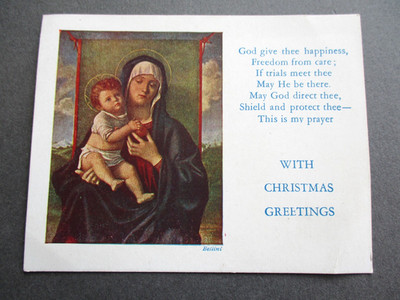 Vintage Weihnachtskarte RELIGIÖSE Madonna & Kind Gott schenke dir Glück SPCK