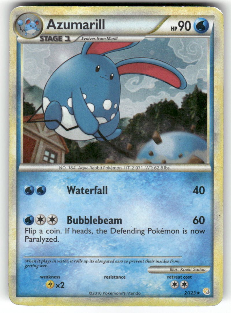 AZUMARILL - 2/123 - Damaged - HeartGold & SoulSilver - Holo Rare - Pokemon