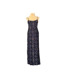 So Boho Maxi Dress Size Small Floral Navy Blue Sundress