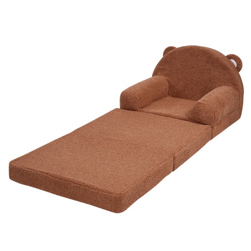 Baby Chair Foldable 2-in-1 Baby Lounger Couch Cartoon Kids Sofa Brown - Picture 12 of 12