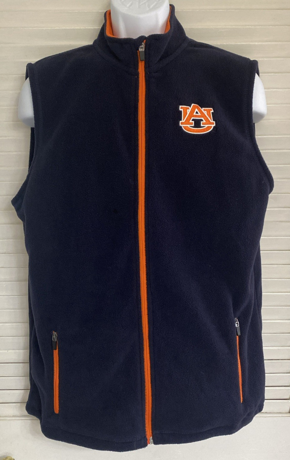 Men's Auburn Tigers Full Zip Fleece Vest, Medium, Blue, by Stadium Athletics