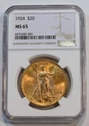 1924   MS65 !!!!  $20 St. Gaudens Gold  Double Eagle NGC graded!!!!