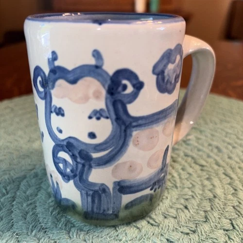 M.A. Hadley Pottery Hand Painted Folk Art Country SPOTTED COW 10 oz MUG Signed