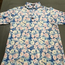 Bad Birdie Polo Shirt Mens Medium Floral Golf Short Sleeve Performance