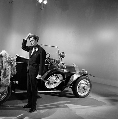Jean Claude Pascal near a former car on the set Party Party 1960s Old Photo