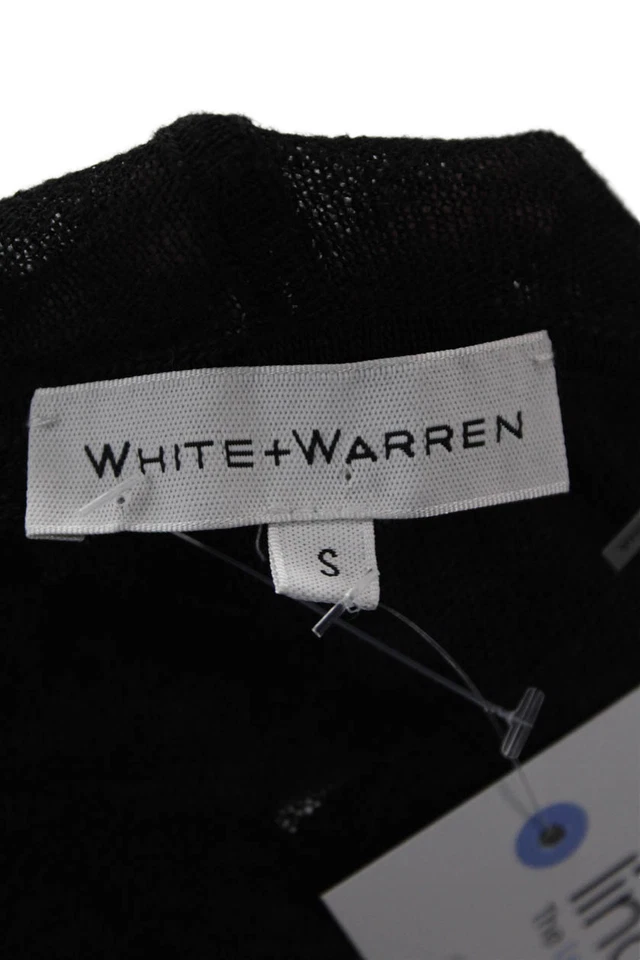 Blanco + Warren, Suéter Cárdigan Mujer Negro Manga Larga Talla S Foto 4 de 4