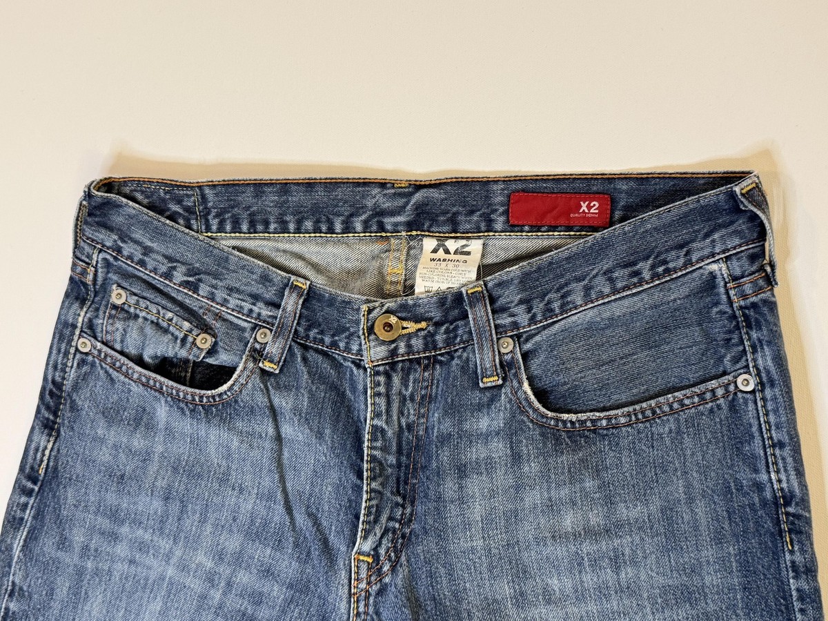 X2 Jeans Mens Blue Medium Wash Classic Straight Denim 33x30 Zip