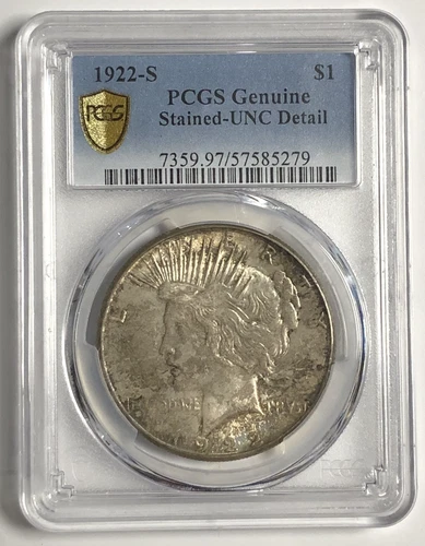 1922 S PEACE " PCGS GOLDSHIELD UNC DETAIL"- STRIKING HI POINTS, HAIR & MORE 💥 ✅