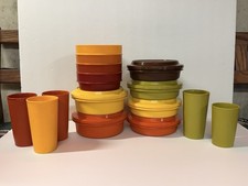 Large Lot Vintage Tupperware, Harvest Gold Gr...
