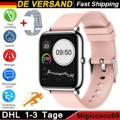 MARKENLOS Bluetooth Smartwatch Sport Fitness Tracker Schrittzähler Armbanduhr Herren Damen