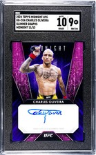 2024 UFC TOPPS MIDNIGHT GLIMMER GRAPHS CHARLES OLIVEIRA AUTO /12 SGC 9 / 10