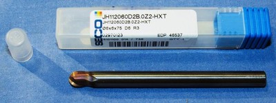 SECO JABRO Ball End Mill: 6.00 mm Dia, 6.00 mm LOC, 2 Flute, Solid Carbide