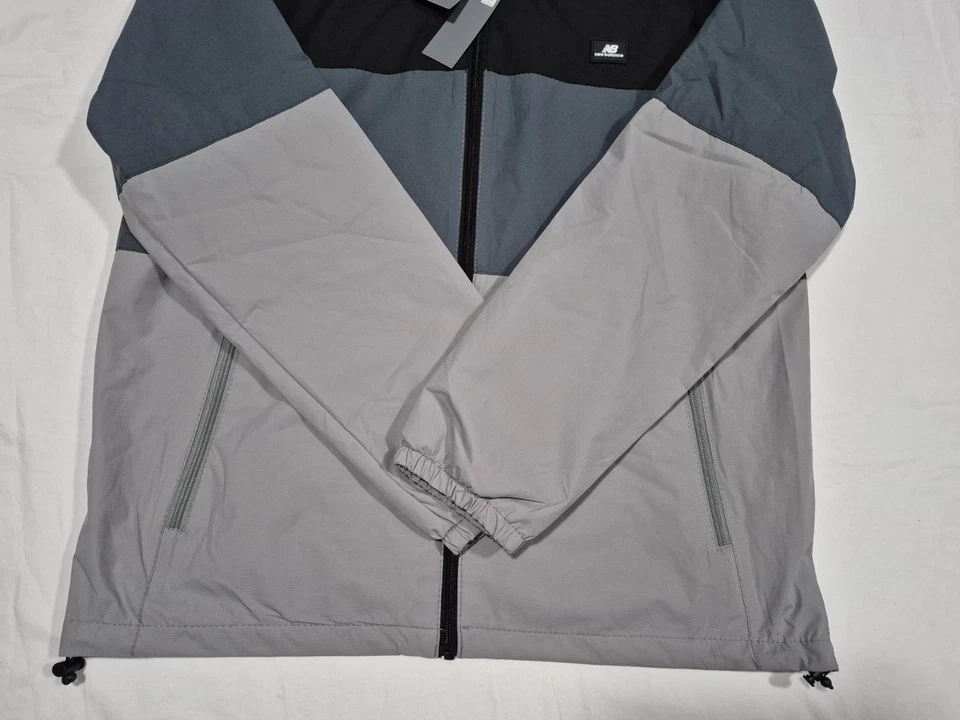 Chaqueta de Correr New Balance Para Hombres Cremallera Completa Forrada de Malla Entrenamiento Deportivo Negra Gris Foto 2 de 4