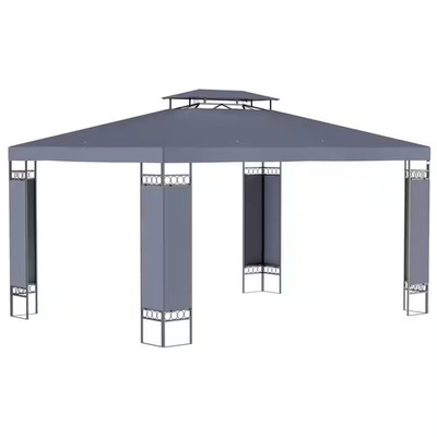 13 Ft. X 10 Ft. Grey Patio Gazebo Outdoor Canopy Shelter with Double Vented Roof