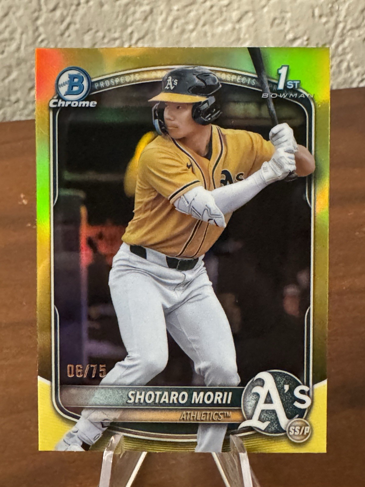 2025 Bowman Chrome Shotaro Morii 1st Bowman Yellow Refractor /75 #BCP-170 A’s