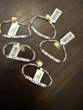 Set of 5 Bridesmaid Beaded Stretch Bracelets Clear Crystal Letter Beads