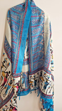 Silk Scarf Shawl Wrap Stole Dupatta Dancing Ladies Elegant Soft Tassled 80" x45"