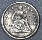 1856 5C SEATED LIBERTY SILVER HALF DIME KM# A62.2 Grade:  VF A6609