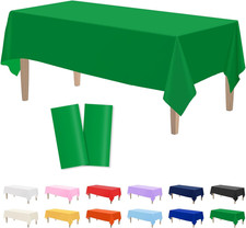 2PCS Green Plastic Tablecloths 54 x 108 Inch, Disposable Table Cloths Rectangle