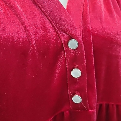 Umgee Women’s Red Velvet Tiered Collared Holiday Long Sleeve Dress Medium - Picture 8 of 10