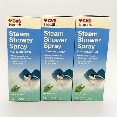 CVS Steam Shower Spray Eucalyptus 2oz Essential Oil Mist X3