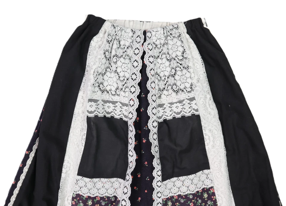 VTG 70s Carefree Fashions S M Cottage Core Prairie Lace Floral Long Maxi Skirt - Image 3 of 4