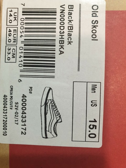 vans old skool size 15