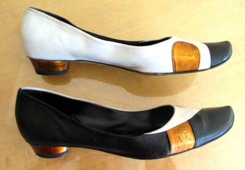 VTG PATRICK COX Patent Leather & Maurizio Arak Block Heel Pumps 60's MOD, sz. 9 - Picture 4 of 17