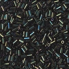 Miyuki Bugle Beads Size 1, 3x1.5mm Metallic Green Iris 19.5 Gram Tube