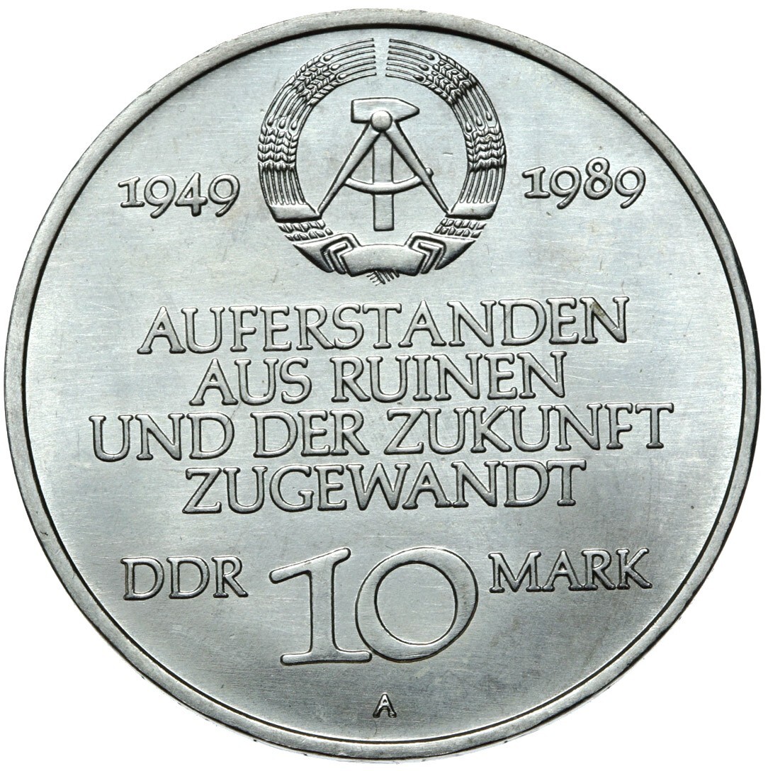 Commemorative coin East Germany GDR 10 Mark 1989 A - 40th