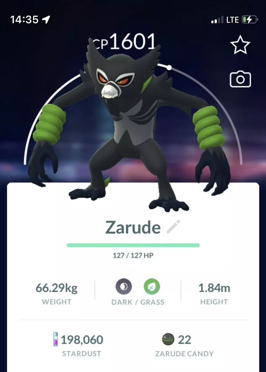 NORMAL ZARUDE POGO | Pokémon Go to Home Transfer | Authentic (Custom O.T)